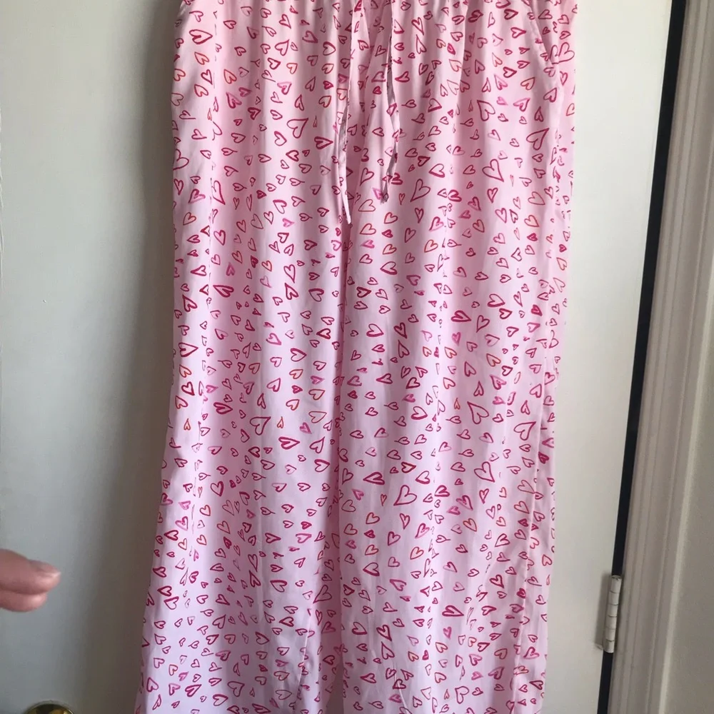 Joie Heart Love Pajama Set Long Sleeve Button Down Top & Pants w/ Pockets size L